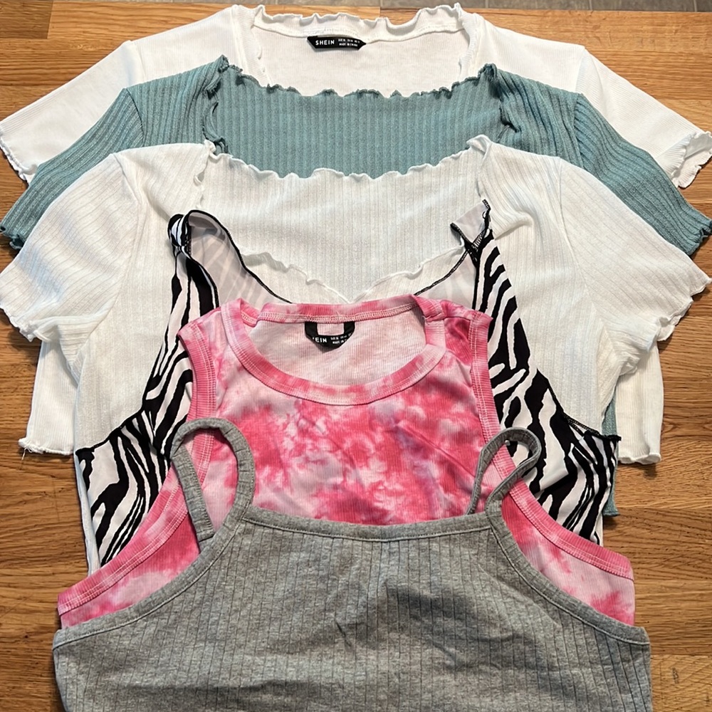 (6) SHEIN Crop Tops- New (1-L / 5-XL)